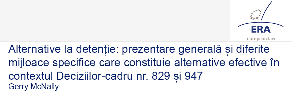 Gerry McNally: Alternative la detenție: prezentare generală și diferite mijloace specifice care constituie alternative efective în contextul Deciziilor-cadru nr. 829 și 947